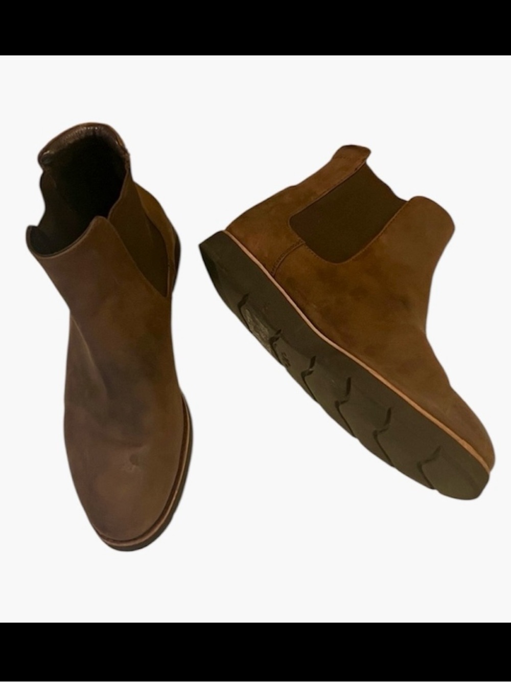 Johnston & Murphy Flex Sole Slip On Brown Distressed Leather Ankle Chelsea Boots